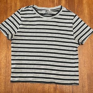Divided black grey and white top